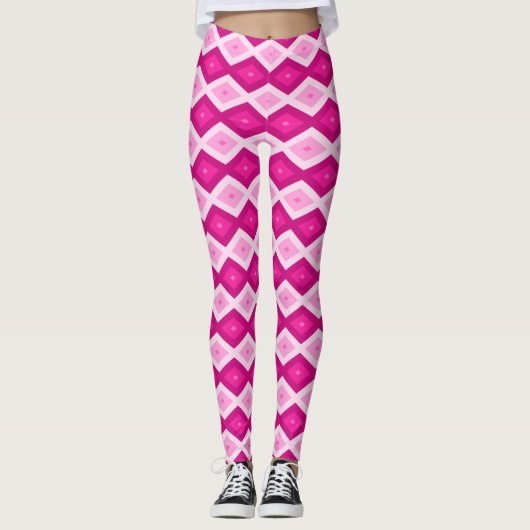 Leggings Nuances de motif de diamant fuchsia (Devant)