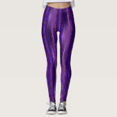 Leggings Nuances de rayures violettes avec or (Devant)