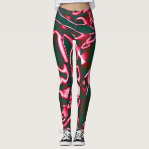 Leggings Nuances de rose rouge sur bandes abstraites vers l