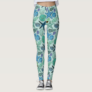 Leggings Nuances des coquillages et du motif bleus