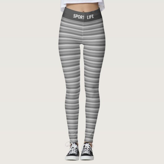 Leggings Nuances Gris Argent Rayé (Devant)