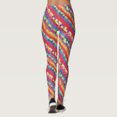 Leggings nuances rouges, bandes et pixels colorés (Dos)