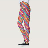 Leggings nuances rouges, bandes et pixels colorés (Gauche)