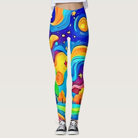 Leggings Nuit de rêve : paysage étoilé (Devant)