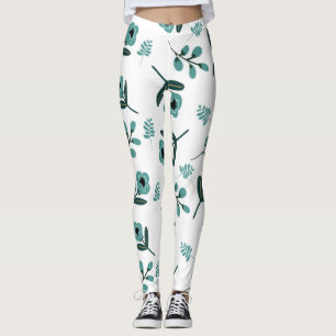 Leggings Nuit florale du jardin bleu