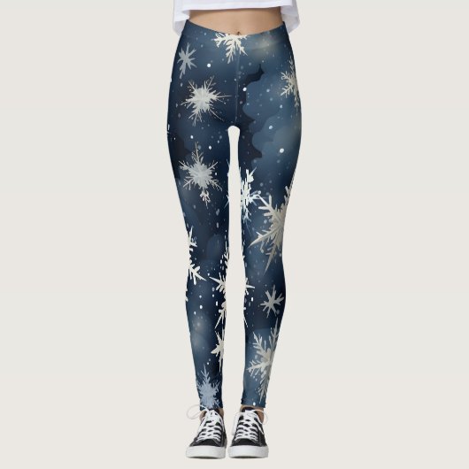 Leggings Nuit hivernale neige (Devant)