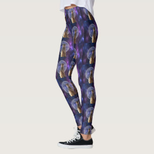 Leggings Nuit Meerkat Blue Nebula Moon,
