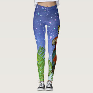 Leggings Nuit mystique, perroquet et papillon amusant