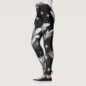 Leggings Nuits étoilées : Étincelle Blanche & Légendes Noir (Gauche)