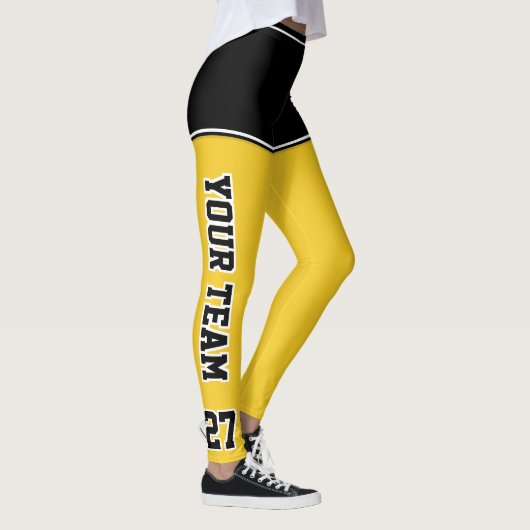 Leggings Numéro de l'équipe sportive Nom Black Yellow Short (Droite)