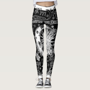 Leggings Numérologie Chanceuse Manifestation Magique Noir &