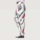 Leggings Nurse Glam – Stethoscope & Lipstick Pattern  (Gauche)