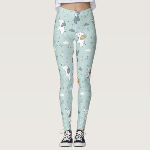 Leggings Nursery Éléphant Bébé Kawaii Bleu
