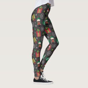 Leggings Nutcracker et présente le Motif de Noël sur Grey