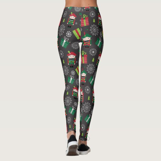 Leggings Nutcracker et présente le Motif de Noël sur Grey (Dos)