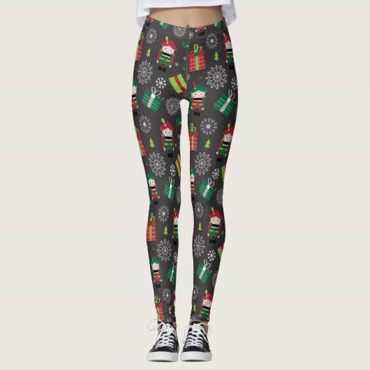 Leggings Nutcracker et présente le Motif de Noël sur Grey (Devant)