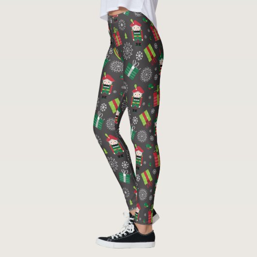 Leggings Nutcracker et présente le Motif de Noël sur Grey (Gauche)