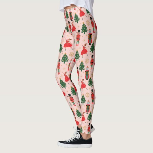 Leggings Nutcracker mignon Noël rose (Gauche)
