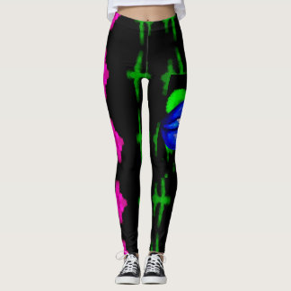 Leggings nyc neon bleu lèvres pulvérisateur design pour leg