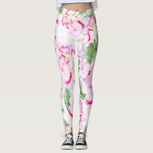 Leggings Oasis Botanique Tropical Feuilles Florales Vert Ro