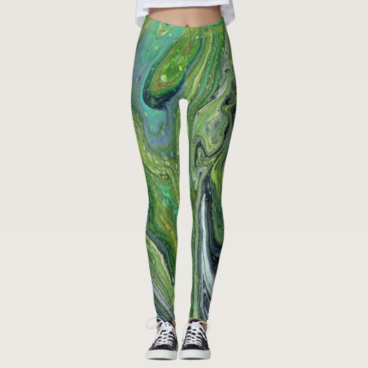 Leggings Obsession 3 Légendes Abstraites vert sauvage (Devant)