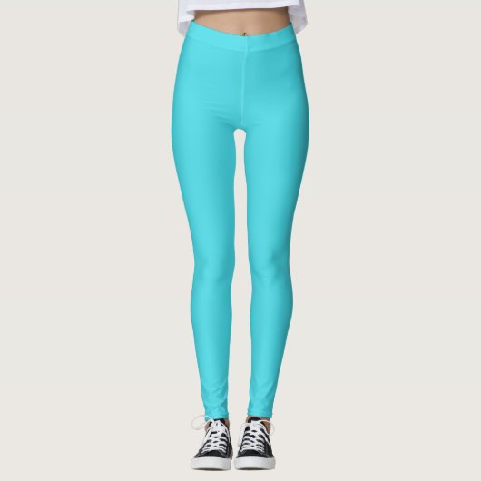 Leggings Océan bleu aqua couleur uni (Devant)