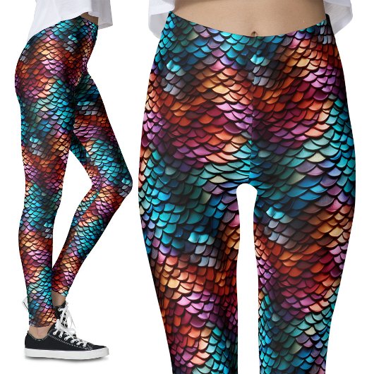 Leggings Ocean Mermaid Tail Scales Fish Costume Party