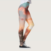 Leggings Océan Soleil couchant Palmier Arbre nuages orange  (Droite)