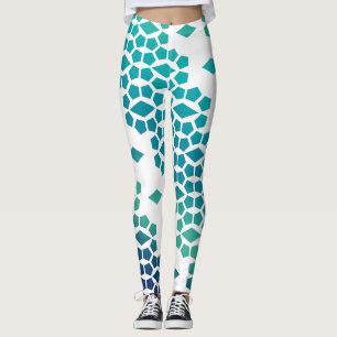Leggings Ocean Storm Blue Diamond et Honeycomb Motif
