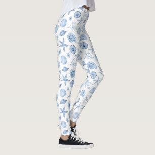 Leggings Océan tropical Bleu Coquillages Vintages nautiques
