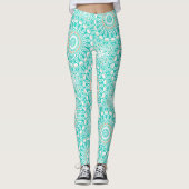 Leggings Océan Turquoise et Beige Mandala Motif (Devant)