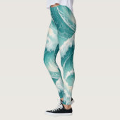 Leggings Oceanic Flow Pattern–Seamless Fluid Blue Abstract (Gauche)