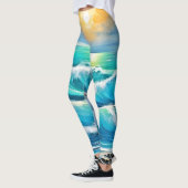 Leggings Ocean's Embrace : L'Art des vagues (Gauche)