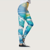 Leggings Ocean's Embrace : L'Art des vagues (Droite)