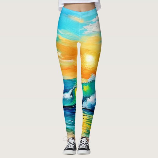 Leggings Ocean's Kiss : Sunset Waves (Devant)