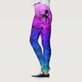 Leggings Octopodes sur le rose au vert - guêtres (Gauche)