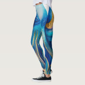 Leggings octopus bleu turquoise (Gauche)
