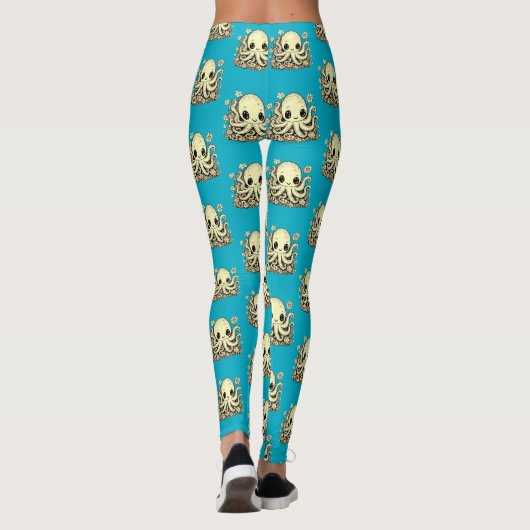 Leggings Octopus dans les fleurs Cute Animal design (Dos)