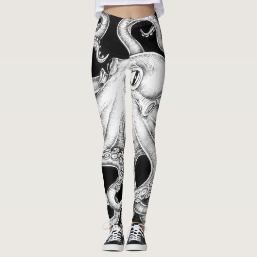 Leggings Octopus Encre Noire Et Blanche (Devant)