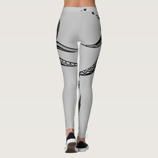 Leggings OCTOPUS POLYNESIAN TRIBAL HAWAII ÎLES Blk (Dos)