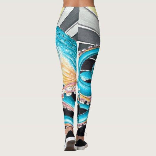 Leggings Octopus Tentacles Kraken Retro Encre de bande (Dos)