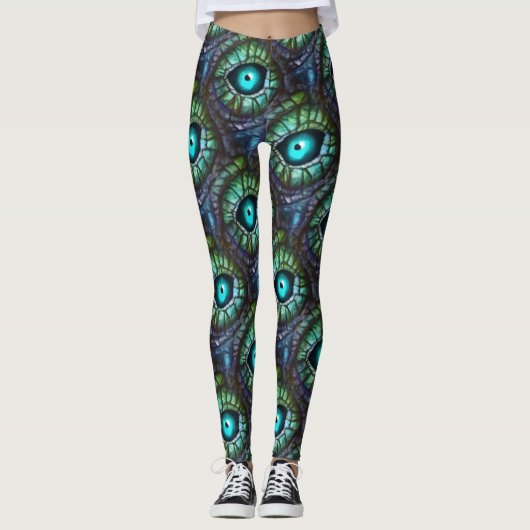 Leggings Œil abstrait bleu vert (Devant)