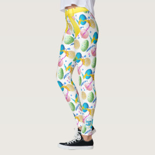 Leggings Oeufs de Pâques colorés et éclaboussures de pei