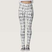 Leggings Oeufs de Pâques fantaisie Motif noir blanc (Devant)