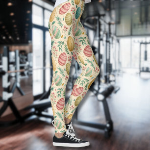 Leggings Œufs de Pâques vintage avec bourgeons floraux