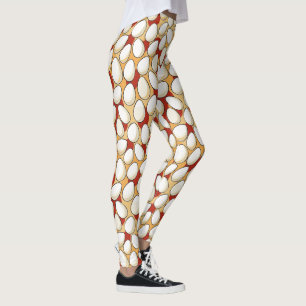 Leggings OEufs de poulet blanc sur la ferme rouge et Brown
