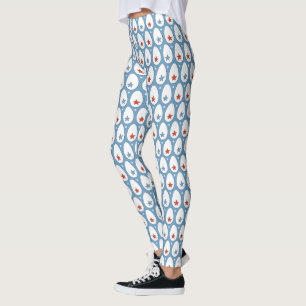 Leggings Oeufs de poulet Rouge Blanc Bleu Étoiles Motif de