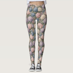 Leggings Œuvre d'art de grappe d'hortensia vintage doux