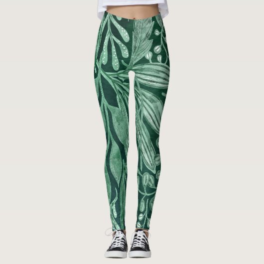 Leggings OEuvre d'art Feuille vert botanique (Devant)