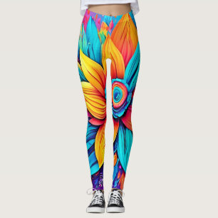 Leggings Œuvre d'art florale vibrante